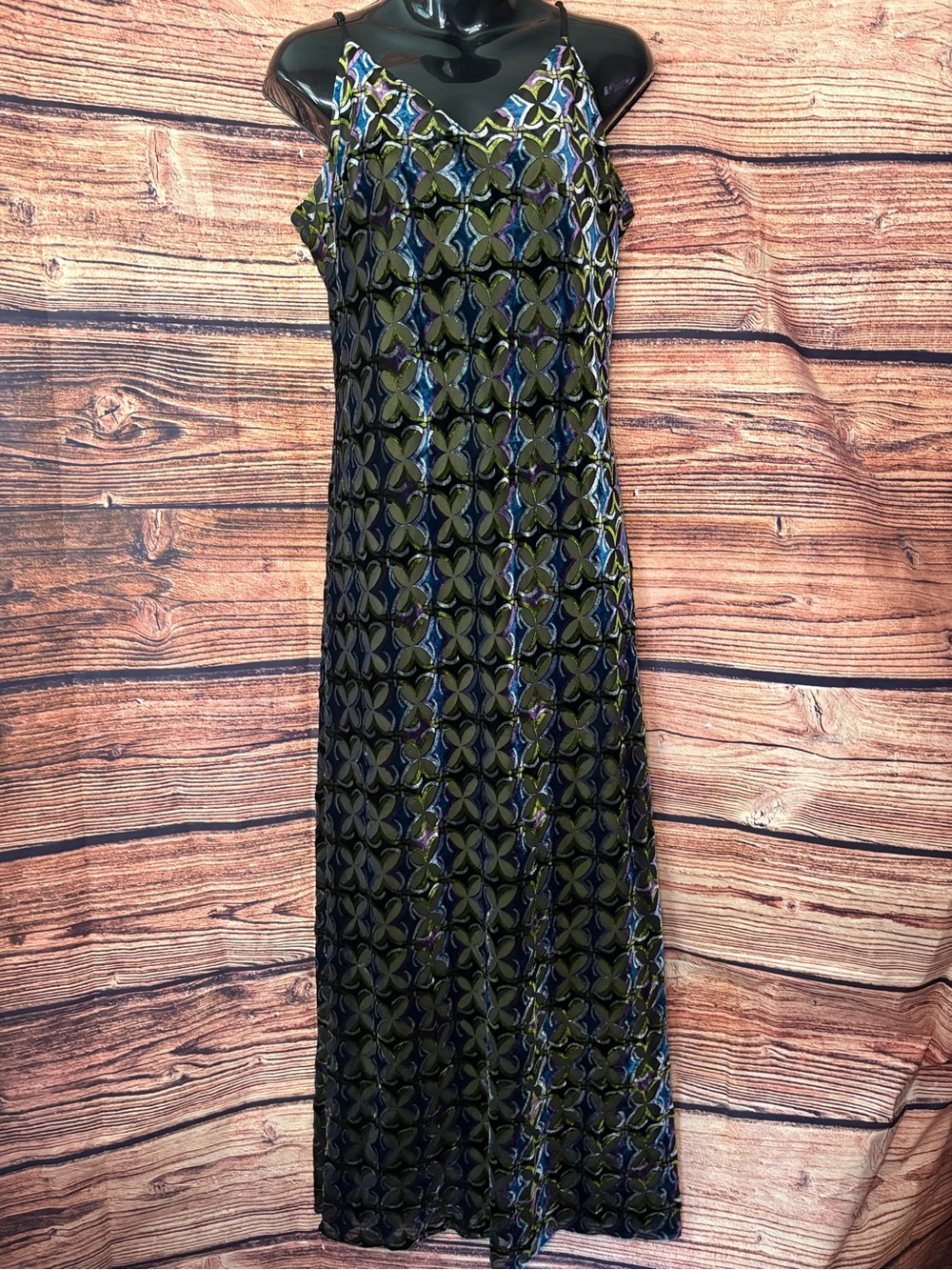 Diane Von Furstenberg Trent Dress -Geometric Velvet Burnout Pattern DVF
